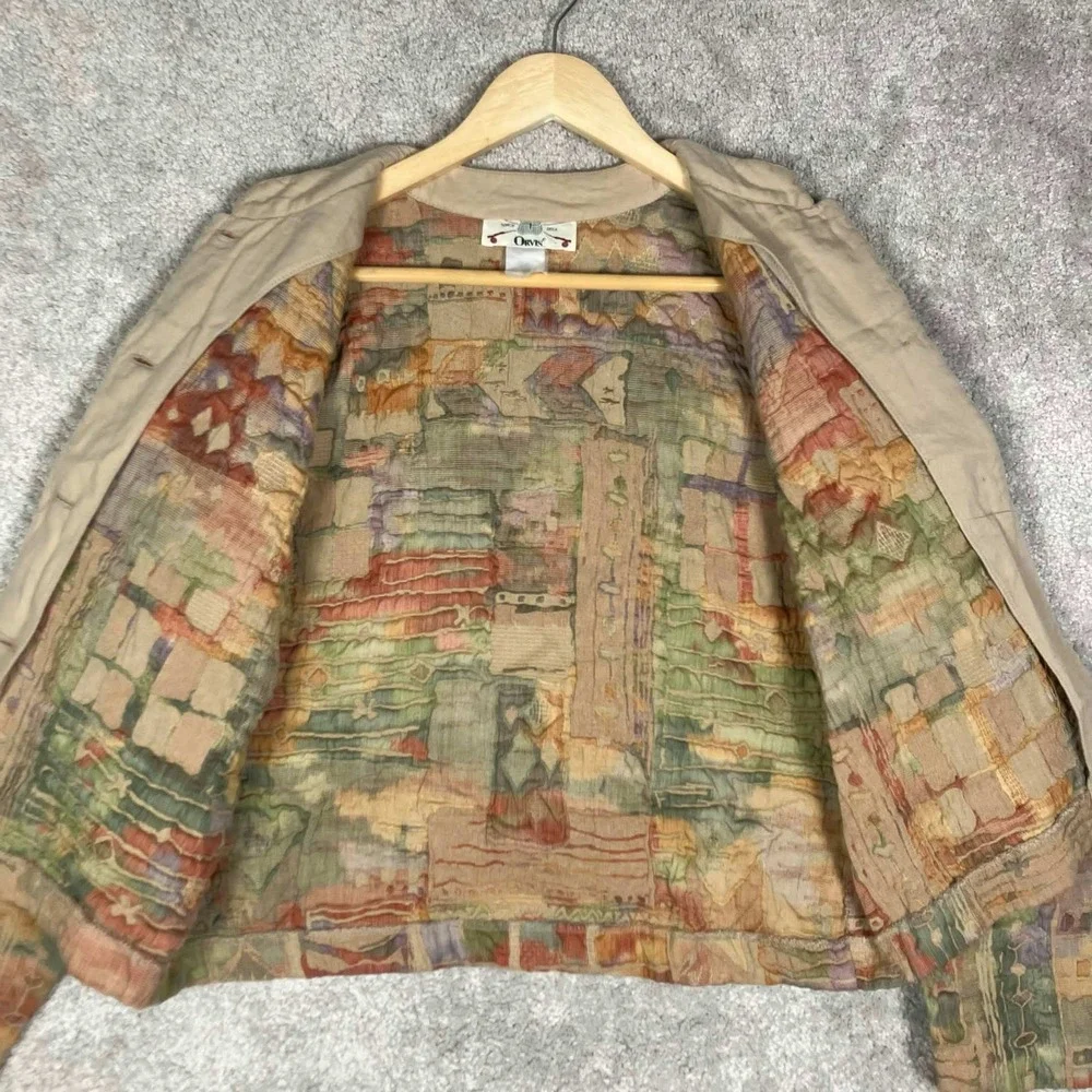 Vintage Orvis Women Tapestry Jacket Multi Color Abstract Geometric Button Front - Picture 4 of 13